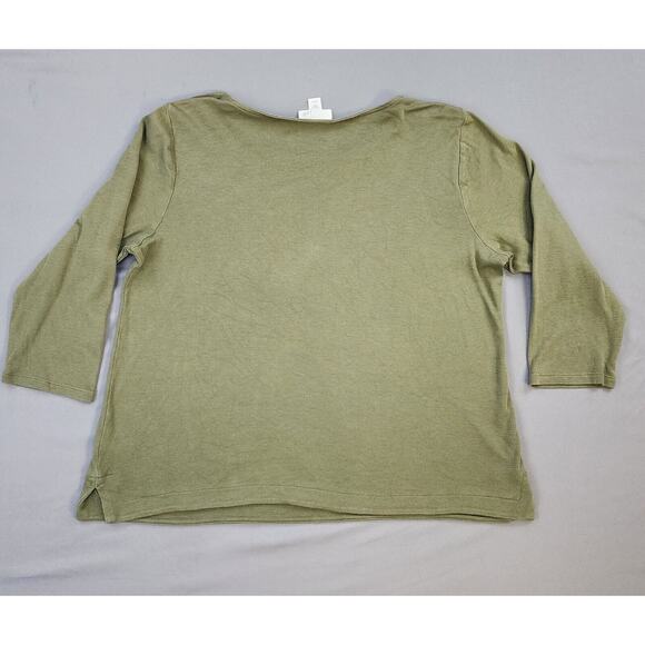 J Jill Top Womens Small Green Knit Tunic Shoulder Buttons 3/4 Sleeve Casual Soft - Picture 3 of 12